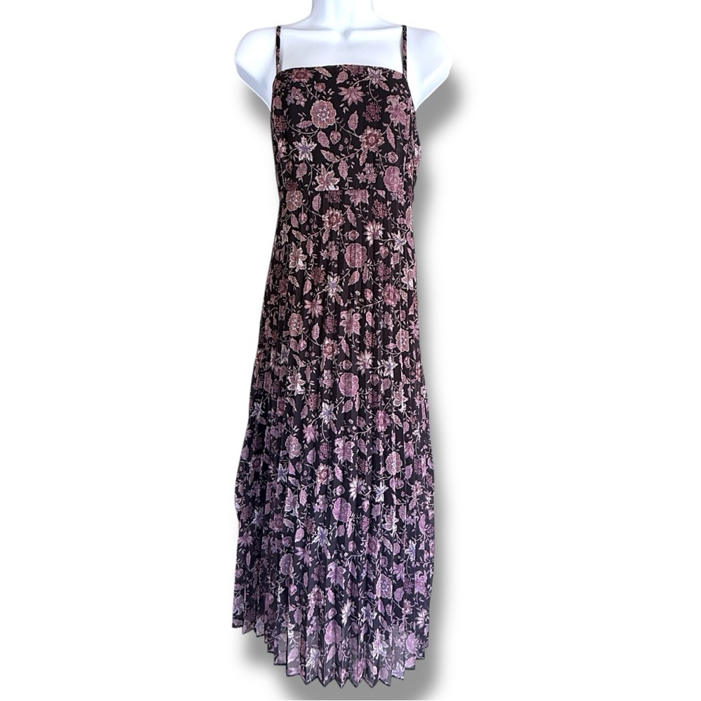 NWT Mason & Belle Midi Marina Dress Purple & Black Floral Pleated | XL - Picture 3 of 15